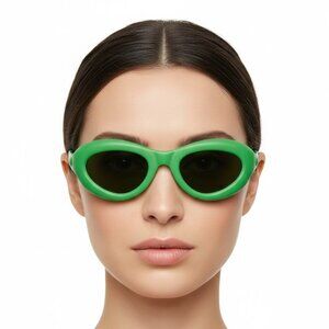 Bottega Veneta Unisex Round/Oval Green Green Green Fashion Designer Eyewear